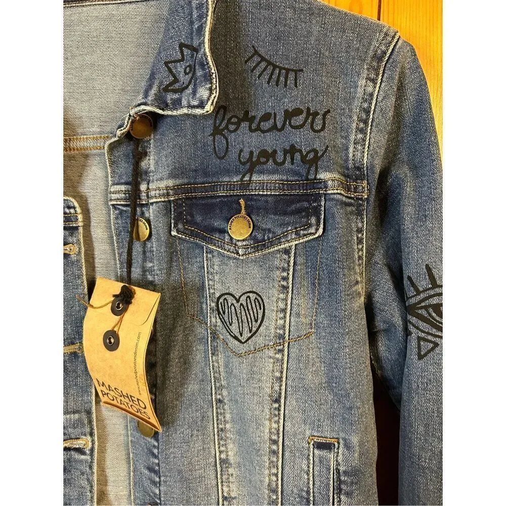 Mashed Potatoes premium denim jean jacket size small nwt (4987)￼